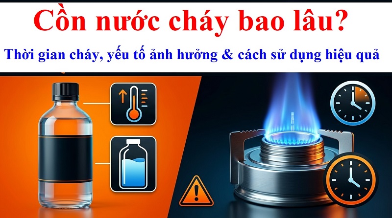 Cồn nước cháy bao lâu? Thời gian cháy, yếu tố ảnh hưởng & cách sử dụng hiệu quả